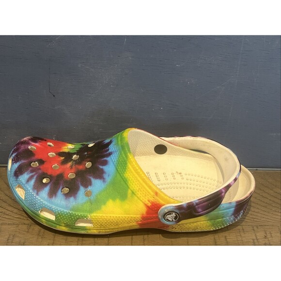 CROCS Classic Unisex Tie Dye Rainbow Clogs PRIDE Graphic Sandals Mens 9 Wmns 11 - Picture 7 of 8